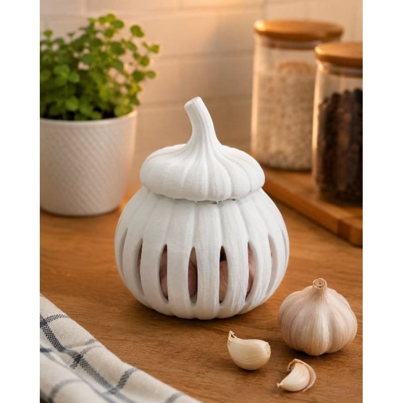 Pote para Alho com Ventilação Porta Alho Decorativo Organizador de Cozinha 2 Tamanhos