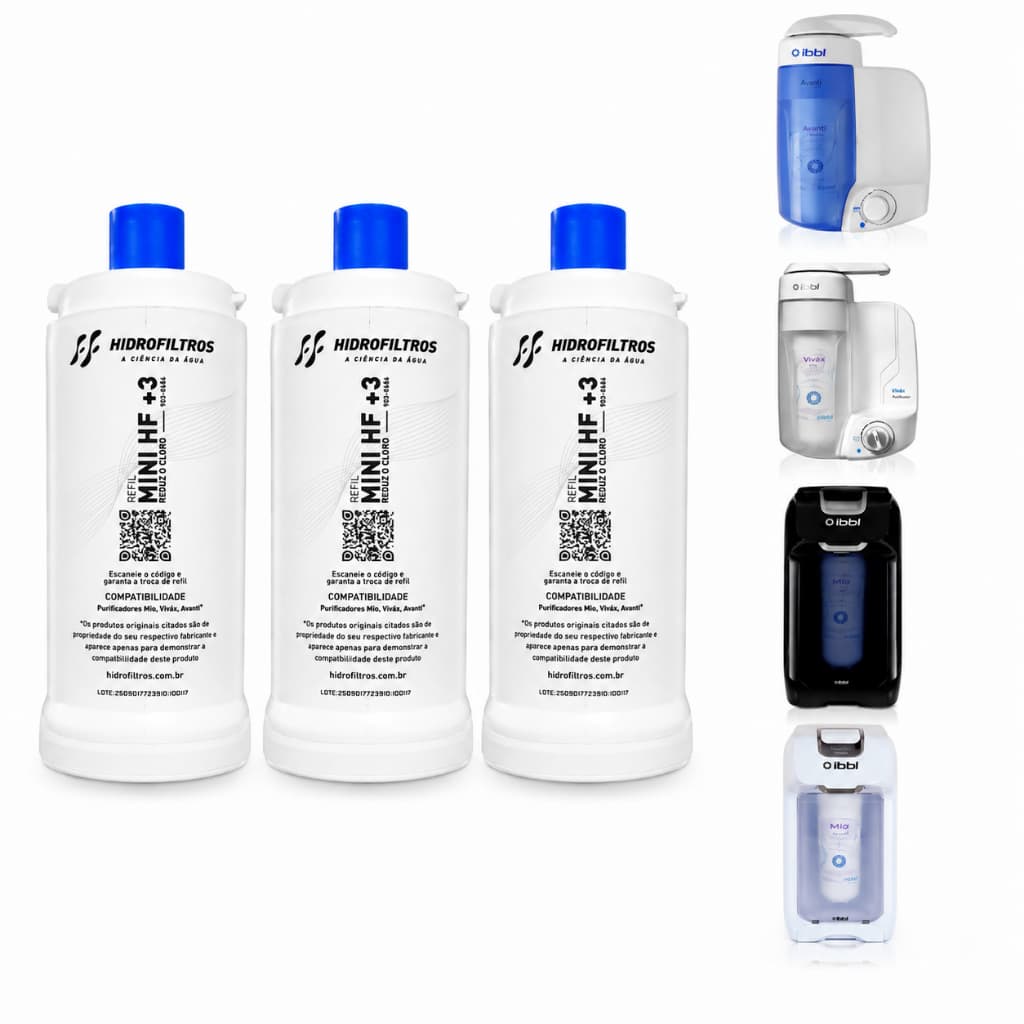 Refil Mini Hf +3 Bebedouro de Água Gelada e Natural 1, 2 ou 3 Compatível Purificador Vivax Avant Mio