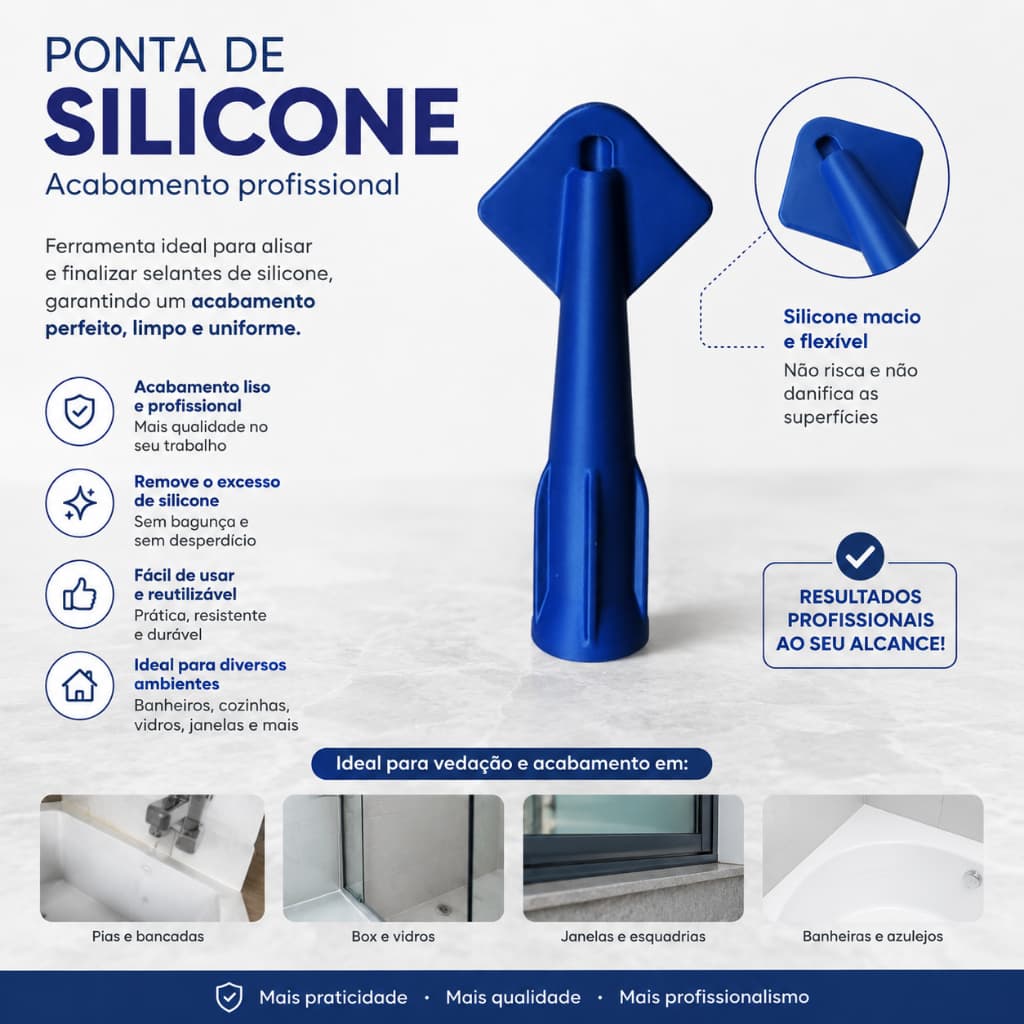 Ponta de Silicone para Acabamento Profissional de Selante e Silicone | Reutilizável, Flexível e Durável