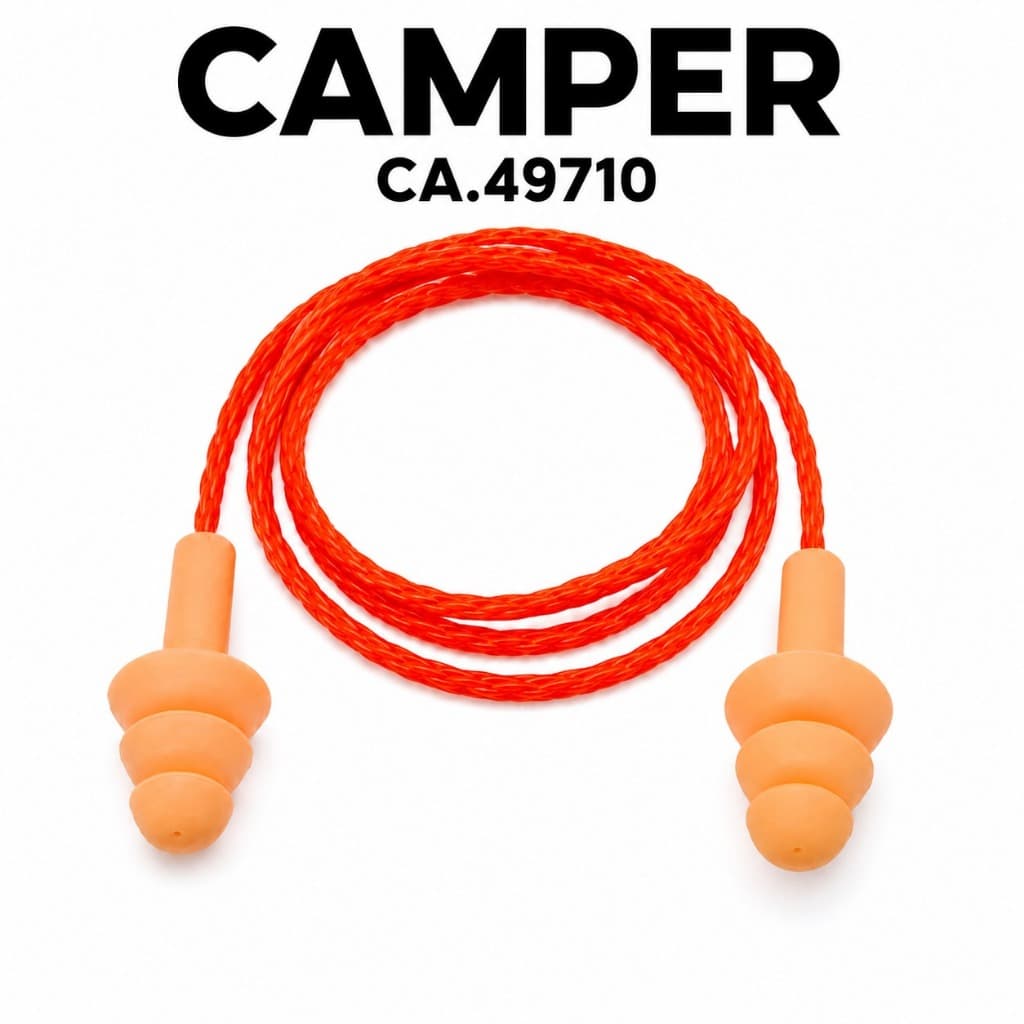Kit 10 Pares Protetor Auricular de Silicone Camper Spot Plug CA 49710 NRRsf 17dB Reutilizável com Cordão EPI