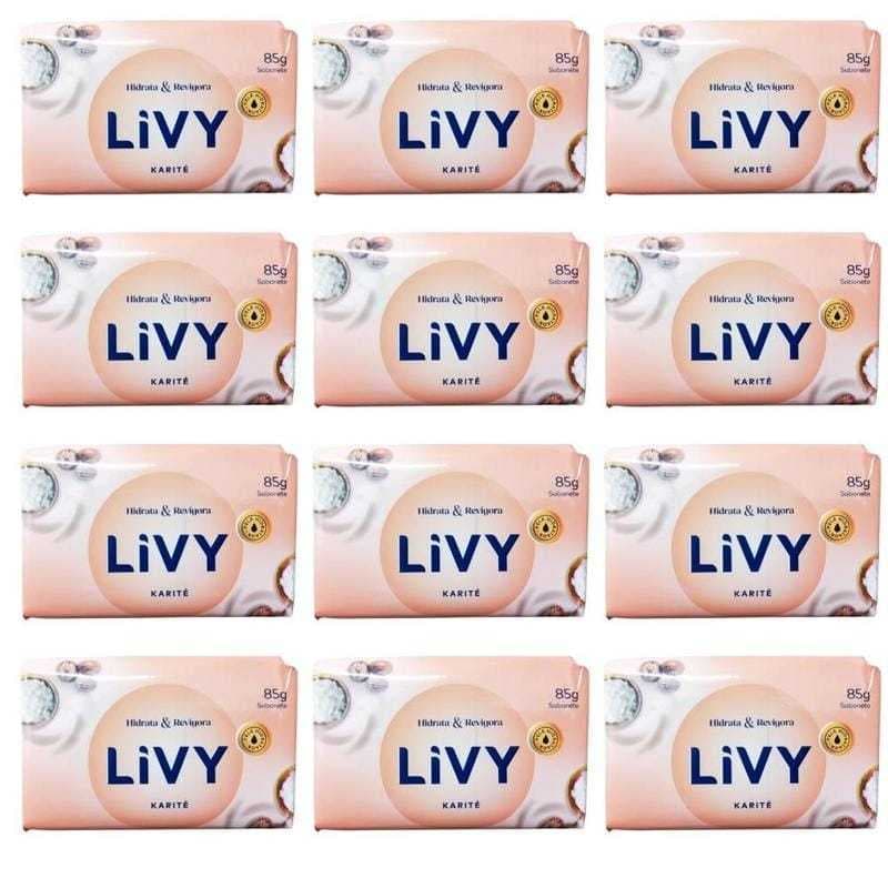 Kit 60 Sabonetes Livy Cheirosos Fragrância Karitê 85g