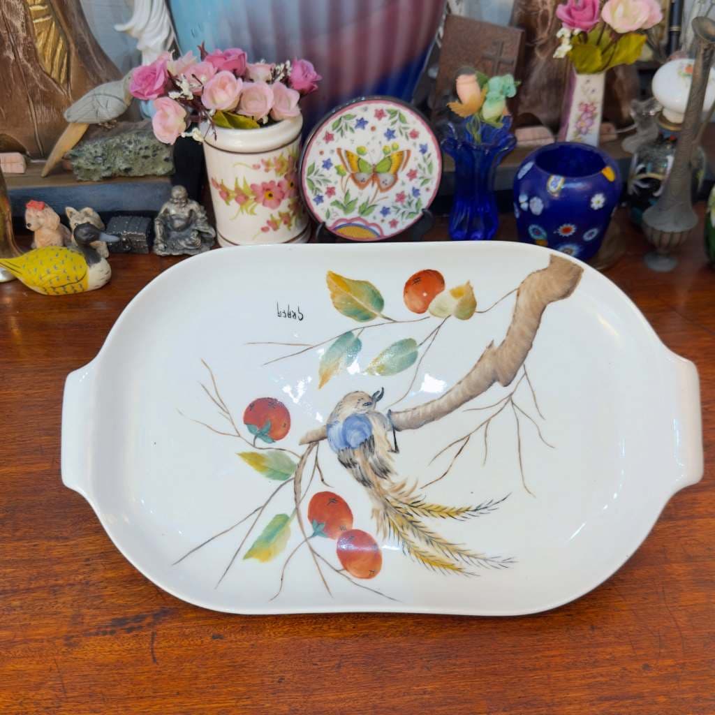 Travessa em Porcelana Steatita — Pintada à Mão por Graça.