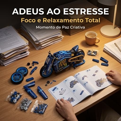 Modelo de Motocicleta 1:8 em Blocos de Montar com 9 Variações para Exposição