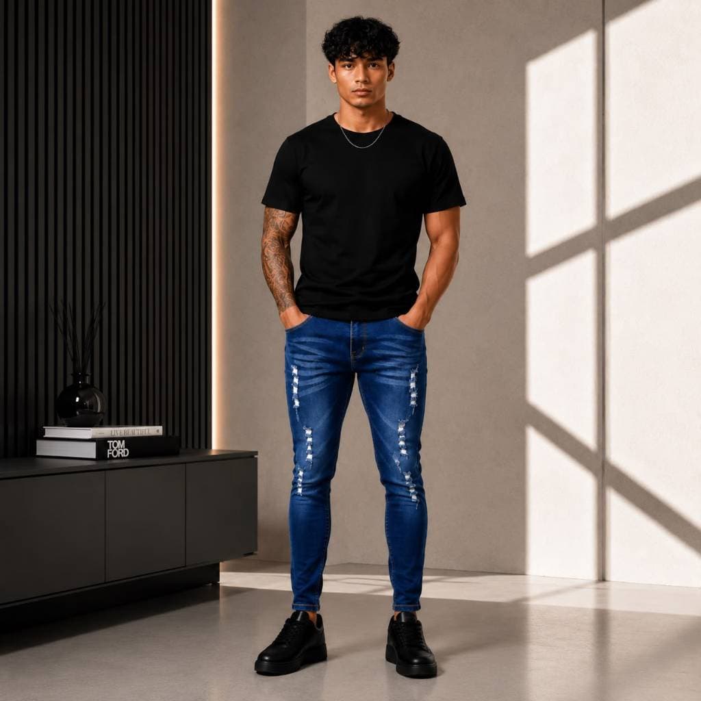 calça masculina skinny rasgada
