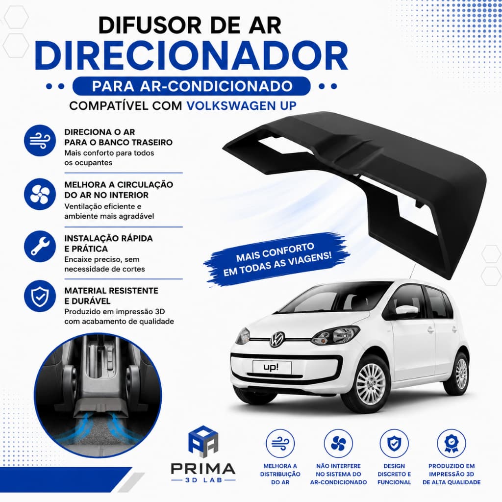 Difusor de Ar Direcionador para Ar-Condicionado Volkswagen UP