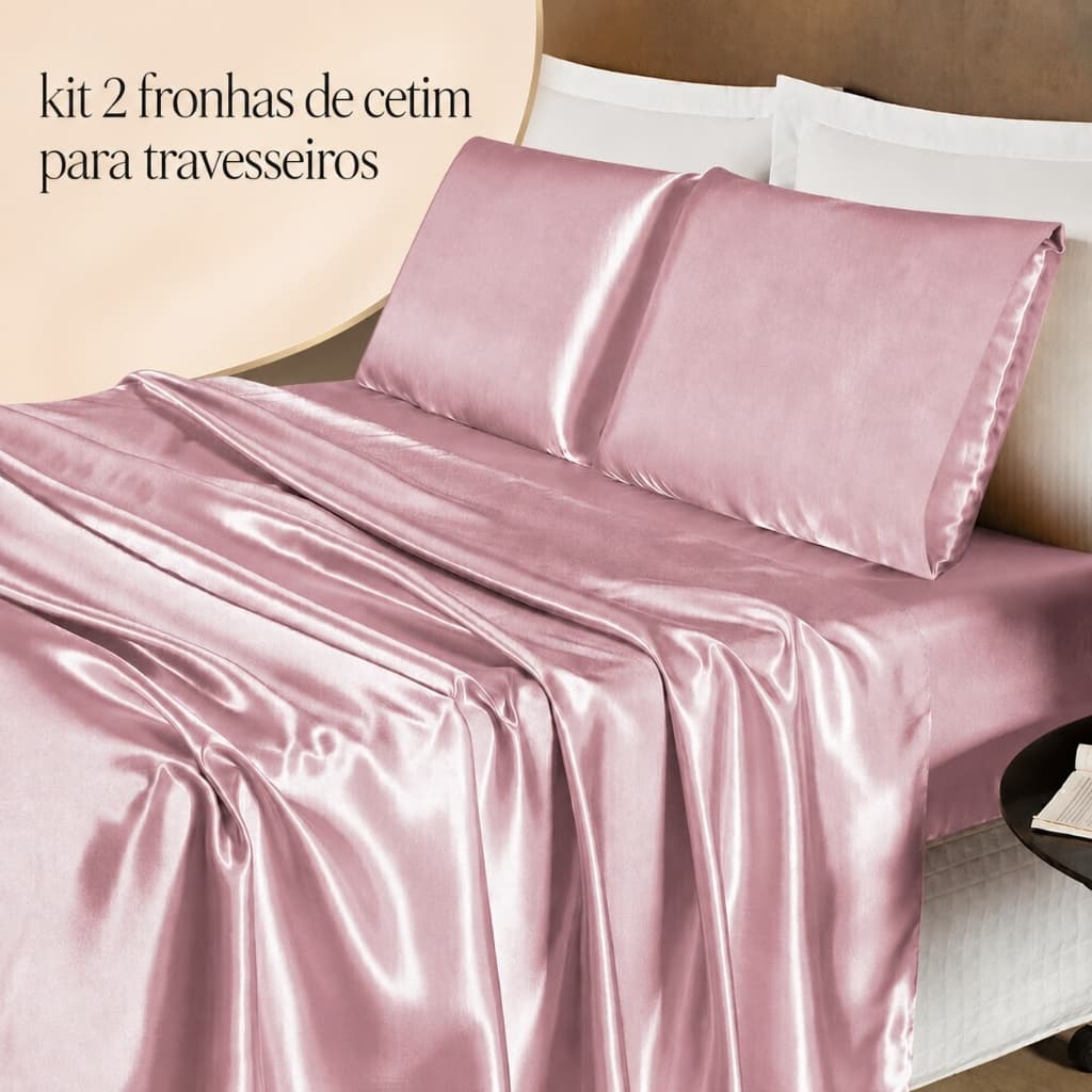 Pares de Fronha de Cetim Anti Frizz Brilhosas 50x70 Diversas Cores