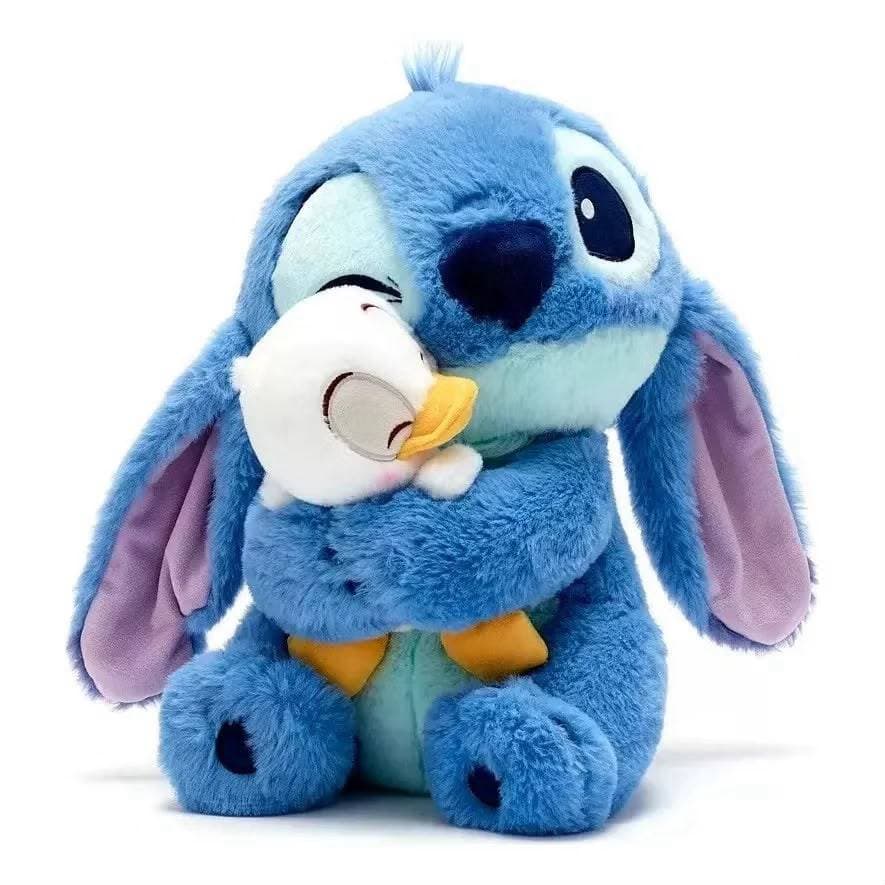Pelúcia Lilo E Stitch Com Pato Disney 22cm Antialérgico Azul - Presente Fofo