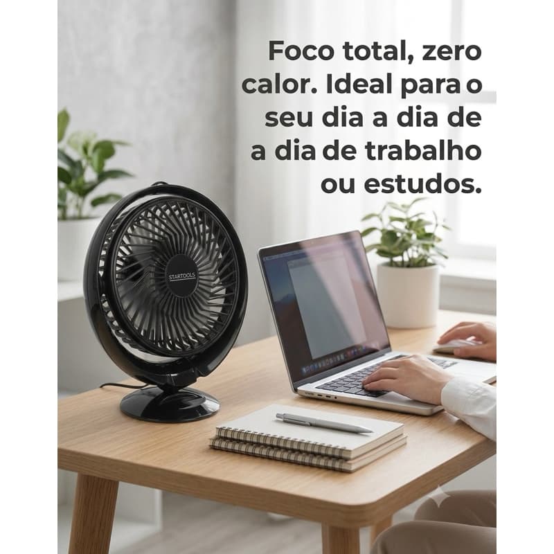 Mini Ventilador Portatil Mesa Redondo Compacto Usb Preto Silencioso