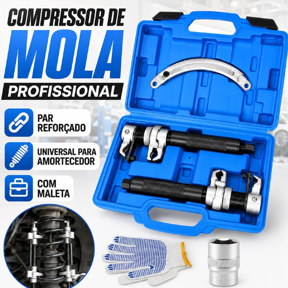 Par Compressor de Mola para Amortecedor Profissional Reforçado Universal – Hidráulico e Pneumático – Pronta Entrega