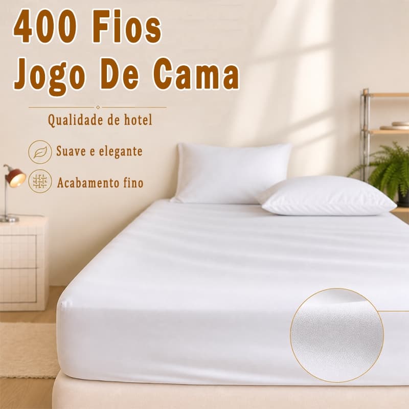 Jogo De Lençol 400 Fios Com Elástico Tecido Liso Casal Queen King Solteiro Berço Várias Cores