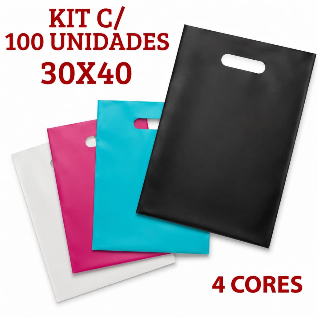 Sacola Plástica Silk Personalização Boca De Palhaço 30x40 Branca Preta Rosa Atacado 100 Unidades
