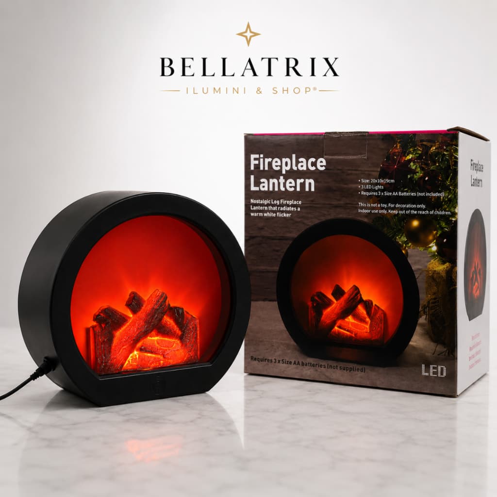 Luminária de Mesa Lareira LED Decorativa De Mesa Efeito Chama Realista USB Bellatrix