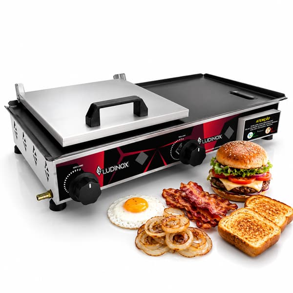 Chapeira Chapa Lanche Hot Dog C/ Prensa 30x60 PREMIUM À Gás 2q