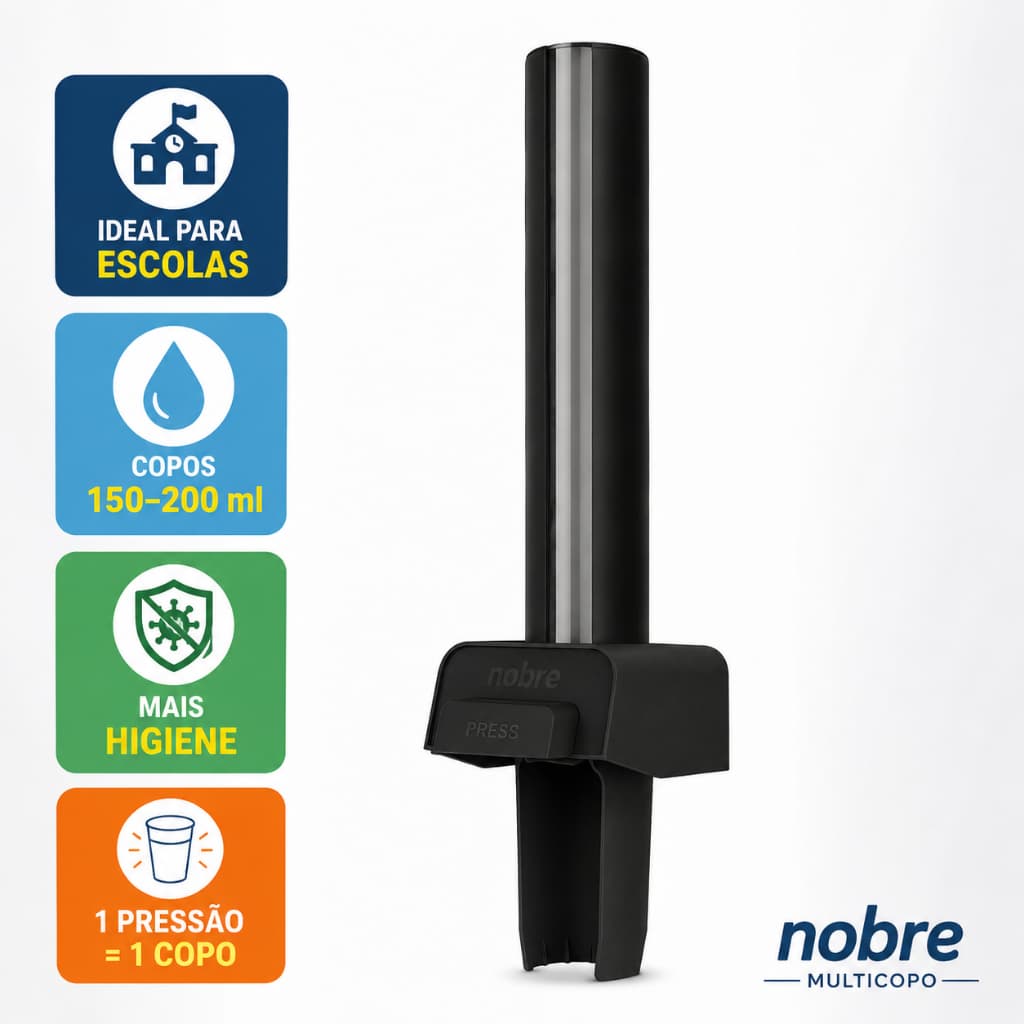 Dispenser de Copos Descartáveis para Escolas Bebedouro Multicopo Nobre original 150 a 200ml Parede