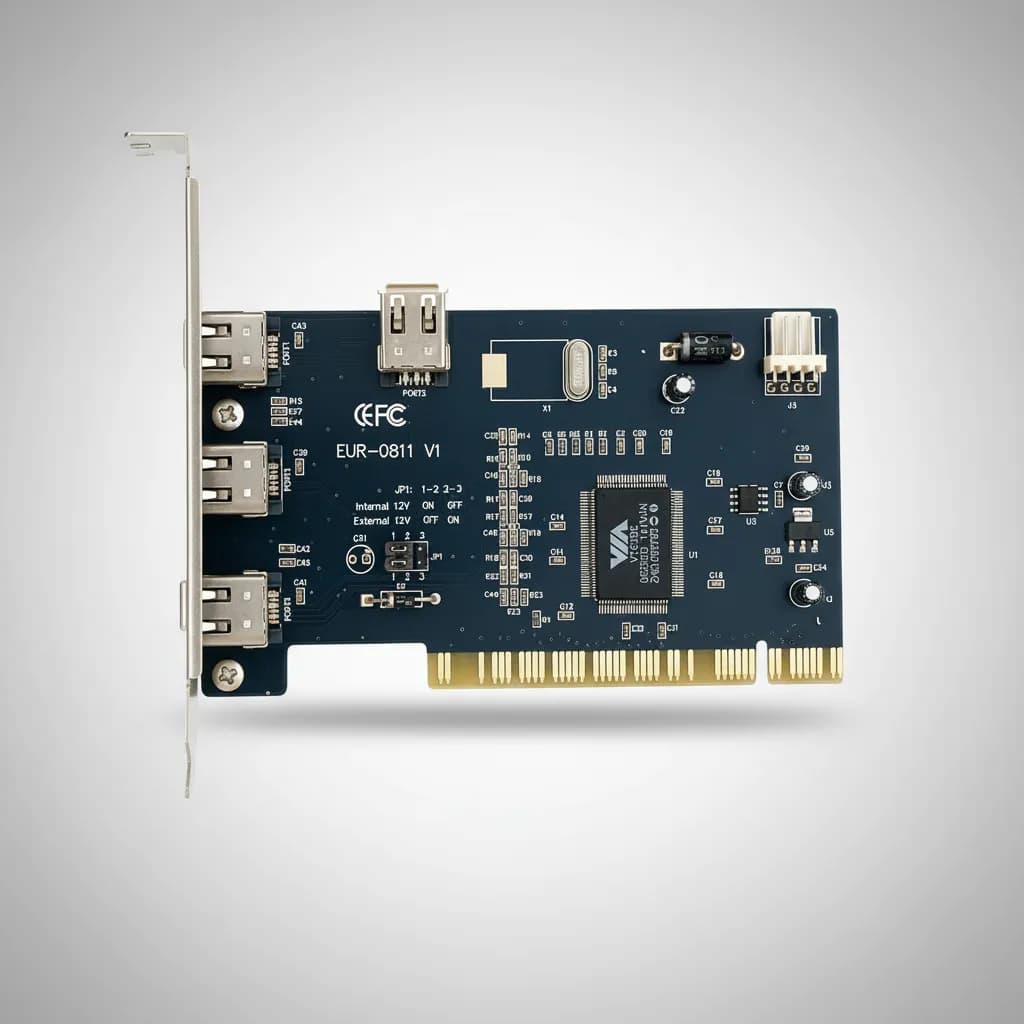 Placa FireWire IEEE 1394 PCI EUR-0811 V1 com 4 portas (3 externas + 1 interna)