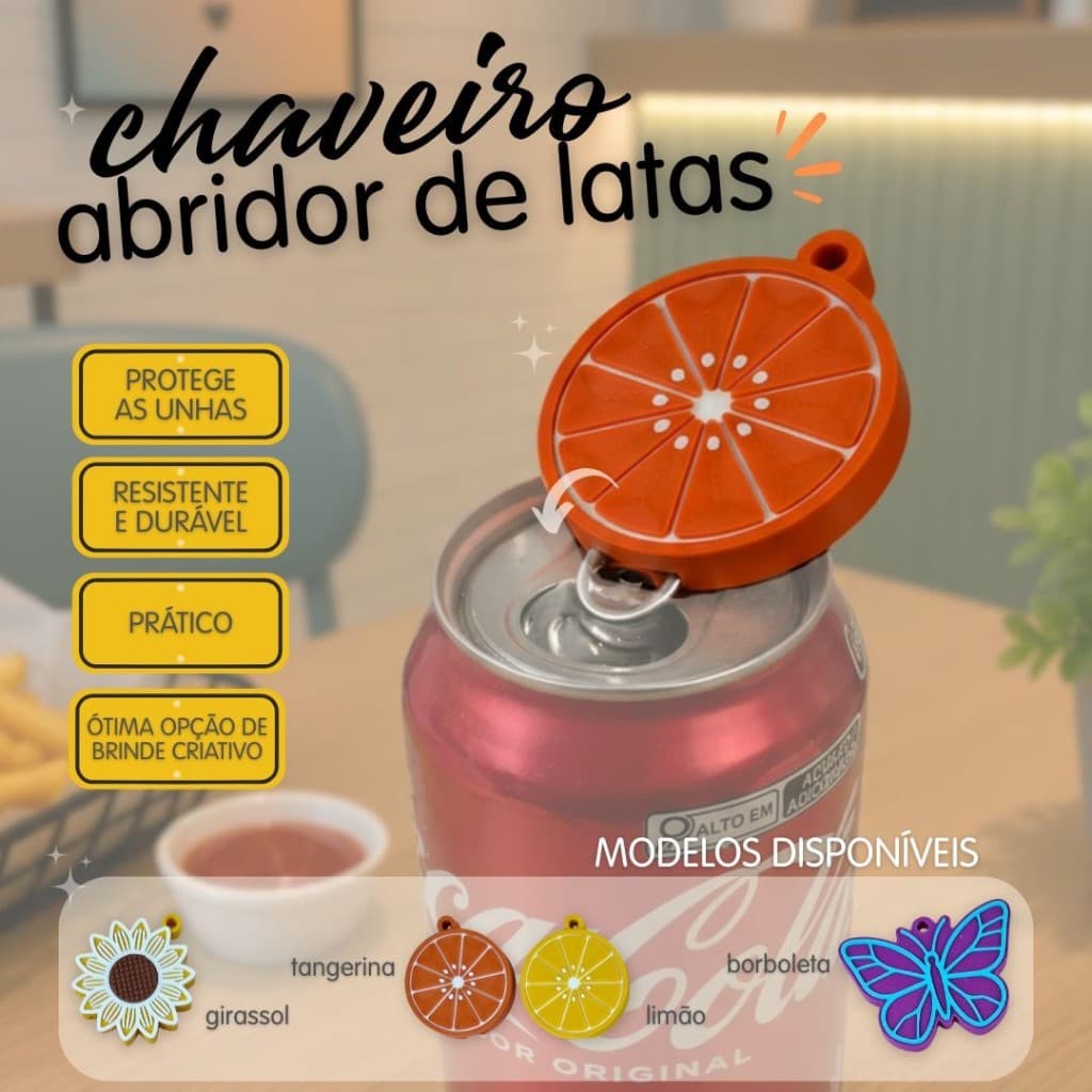 Chaveiro Abridor de Lata | Protege as unhas | Acessório para Nail Designer | Leve e prático pra levar na bolsa.