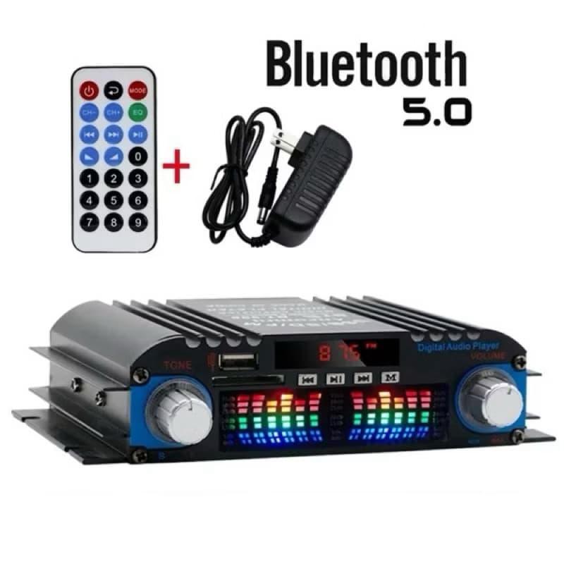Amplificador de Som Bluetooth 5.0 1600w Rádio FM 4 Canais Amplificador Digital HI-FI Com Controle
