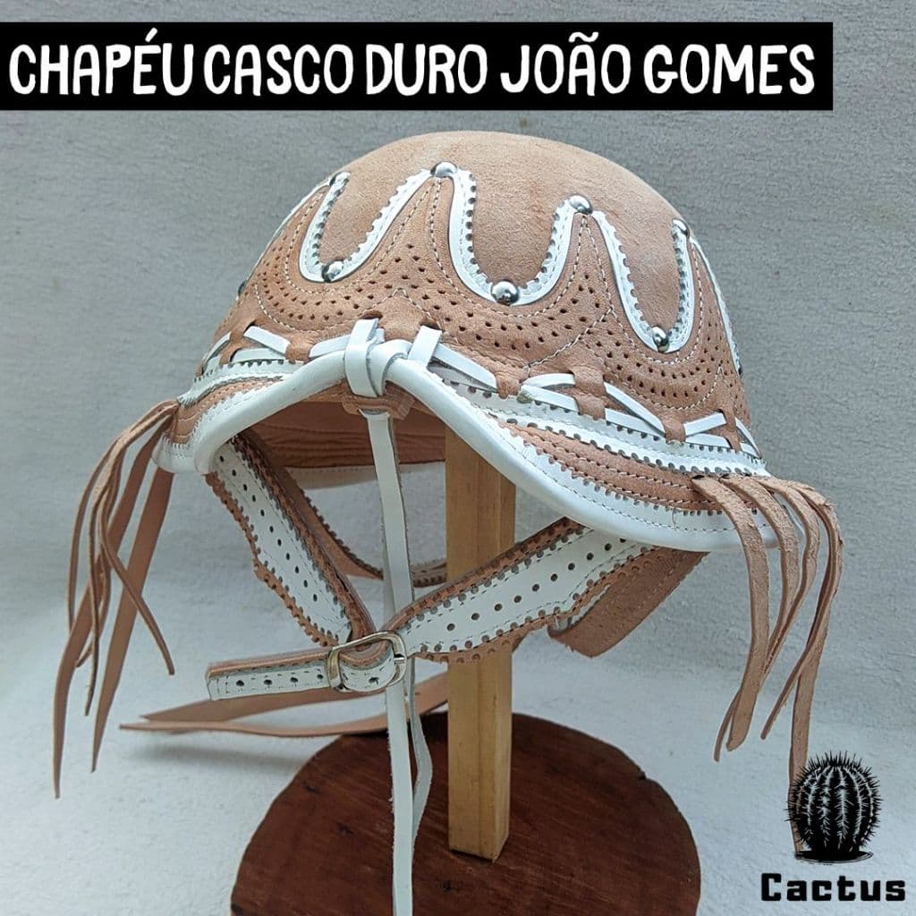 Chapéu de Couro João Gomes Nordestino Vaqueiro Pega de Boi Casco duro capacete Hipismo Vaquejada Festa junina são João