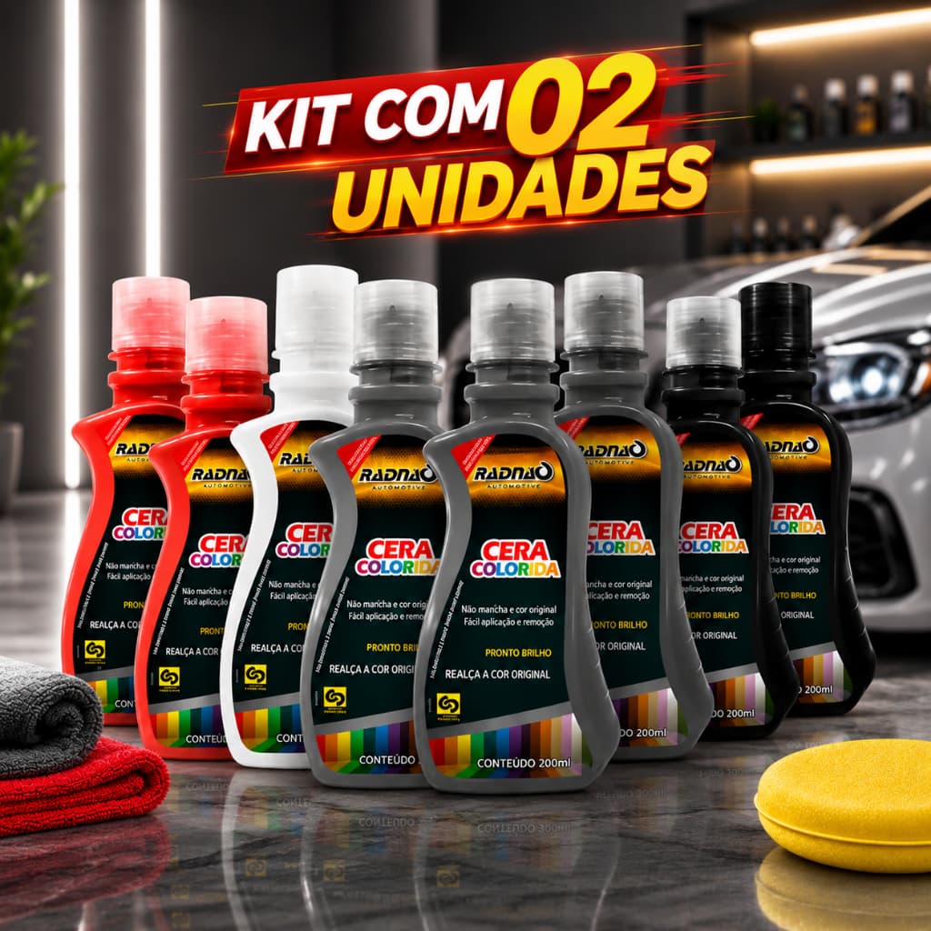 Ceras Carro Colorida Radnaq 200ml  Brilho Intenso Proteção e Realce da Cor