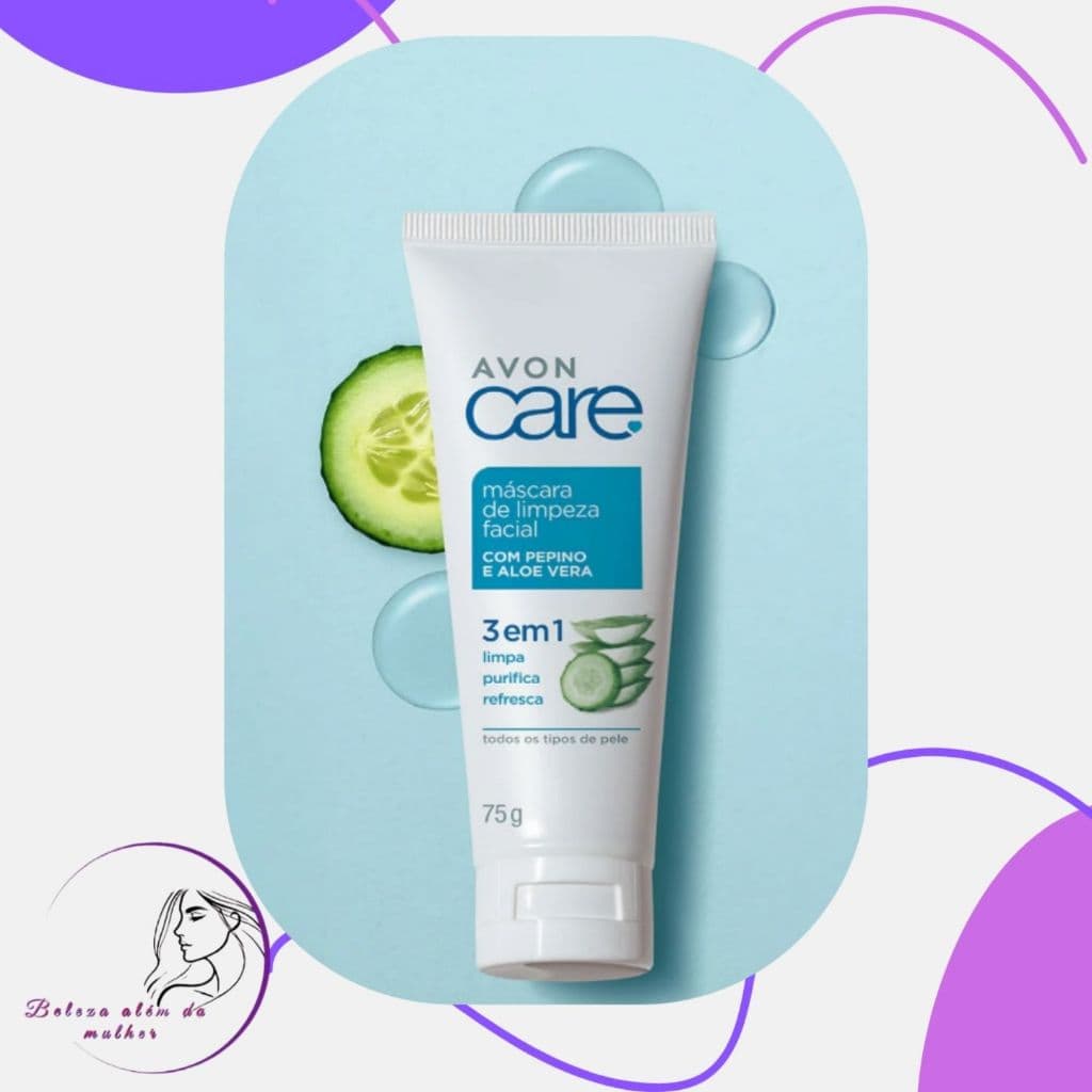 Máscara Facial Avon Care Pepino Aloe Vera 75 g Limpeza 3 em 1 Refrescante Original