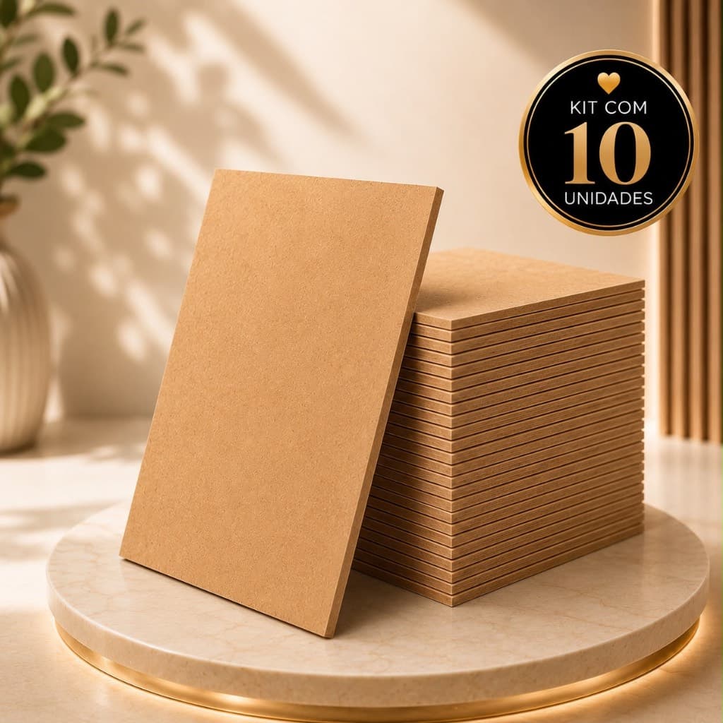 Kit 10 Placas MDF 30x40cm 3mm Cru Corte Laser Artesanato Para Quadros Sublimação