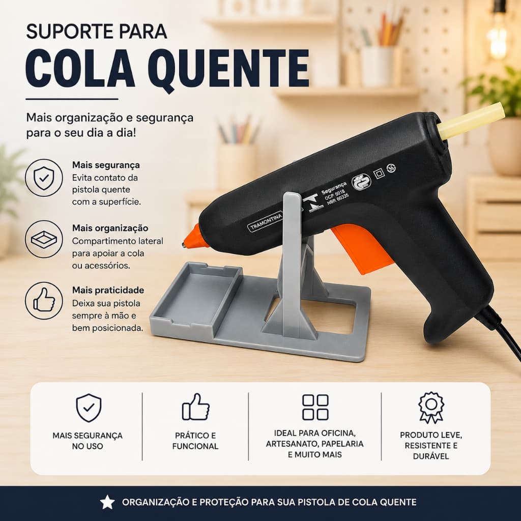 Suporte para Pistola de Cola Quente Tipo Revólver