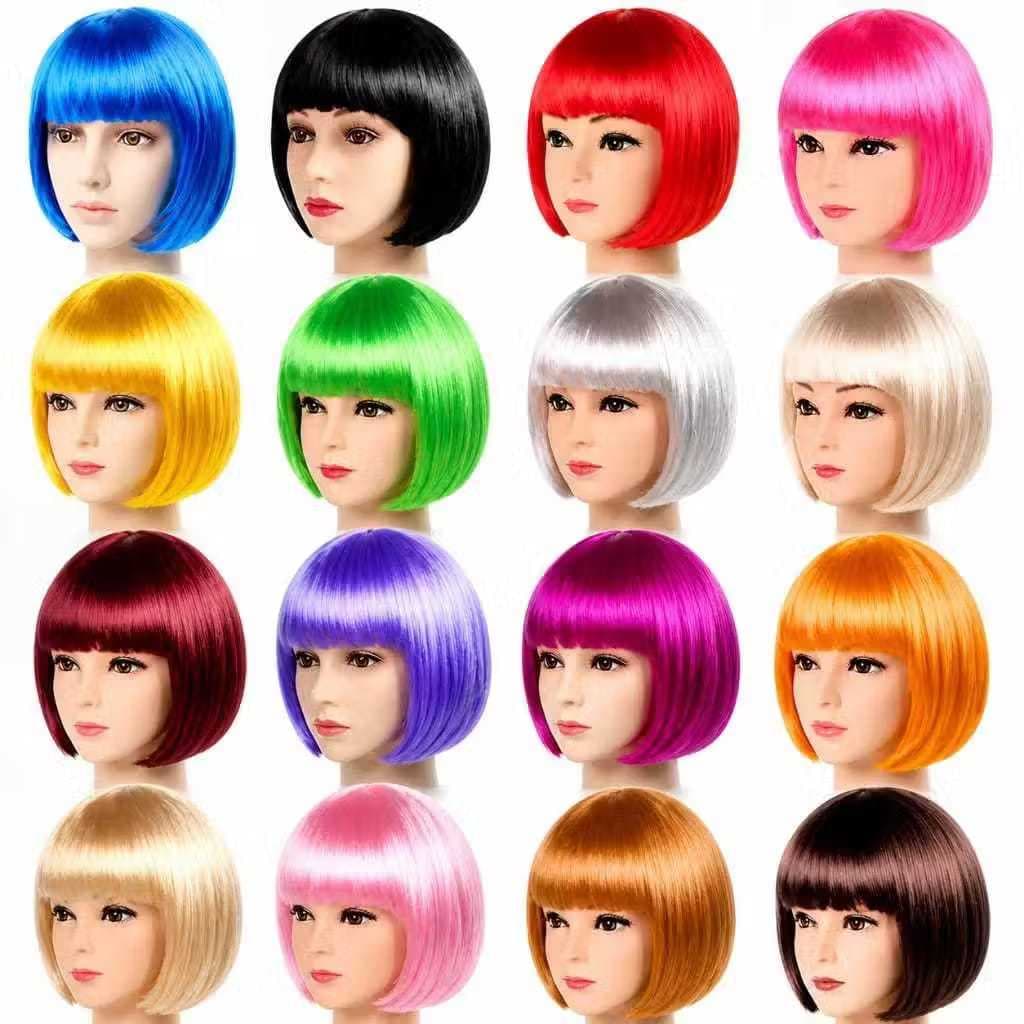 Peruca Colorida para Fantasia Feminina Criativa Carnaval Cosplay Bloquinho Cabelo Maluco Halloween
