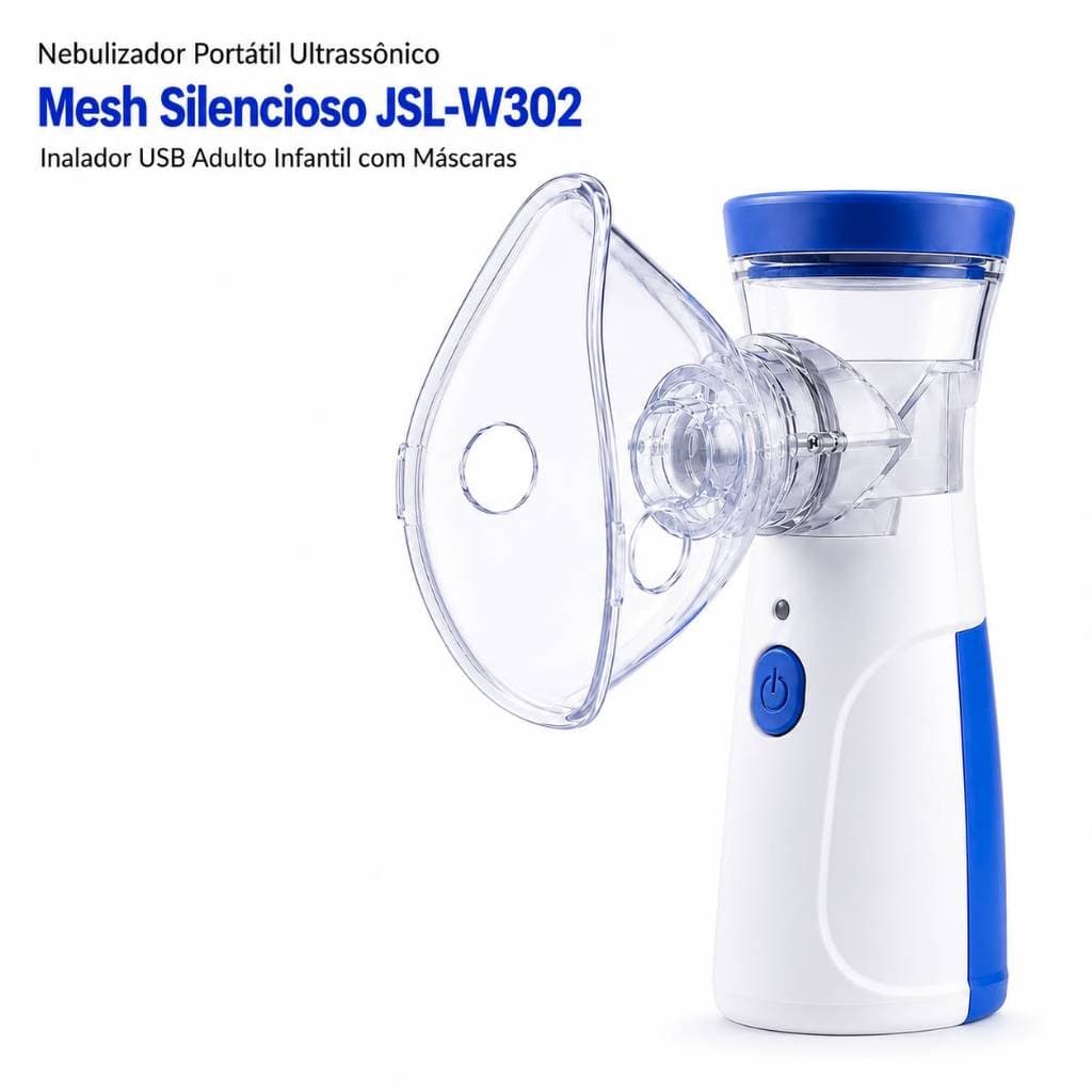Nebulizador Portátil Ultrassônico Mesh Silencioso JSL-W302 Inalador USB Adulto Infantil com Máscaras