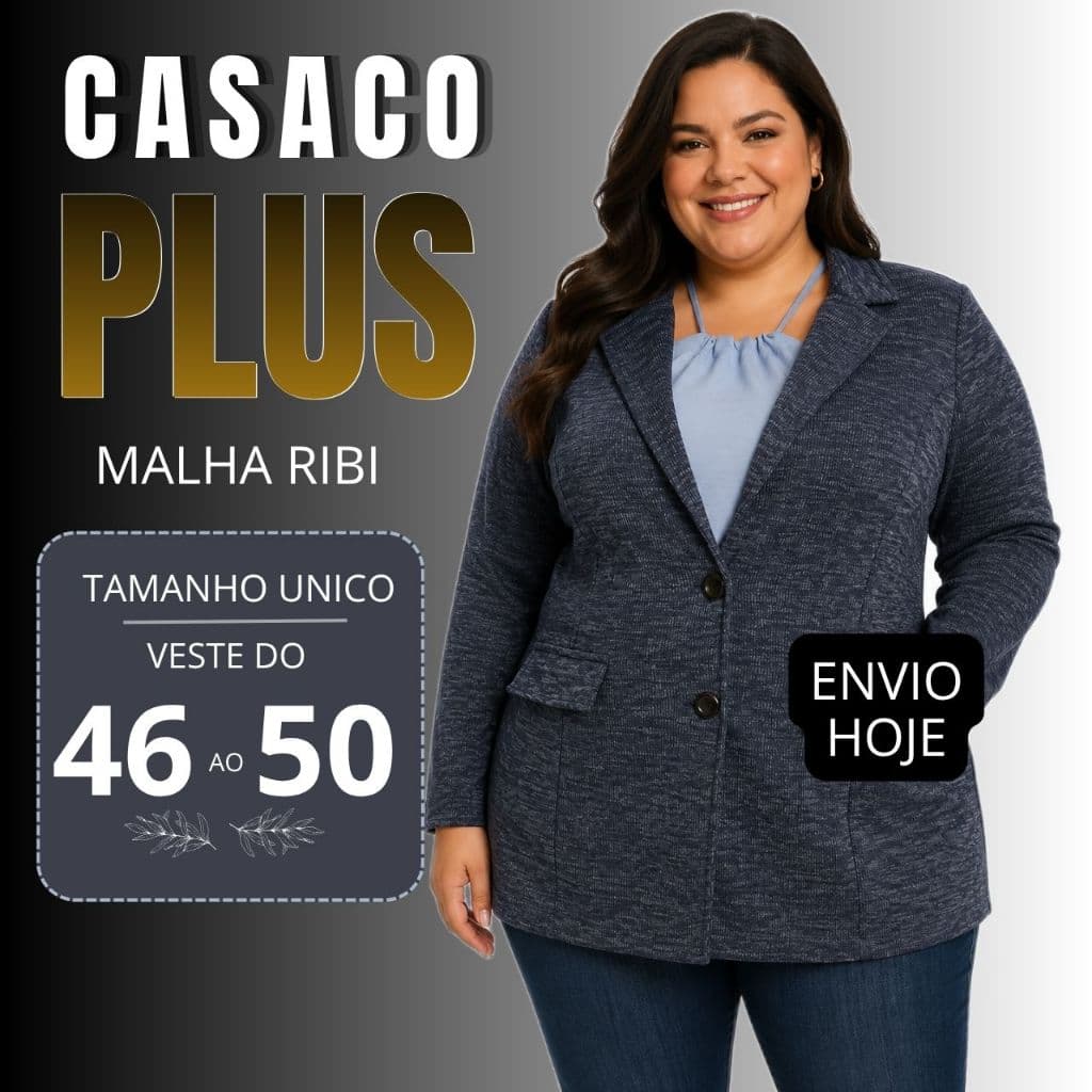 Blazer Feminino Plus Size Preto Alfaiataria Casaco Social Elegante Manga Longa
