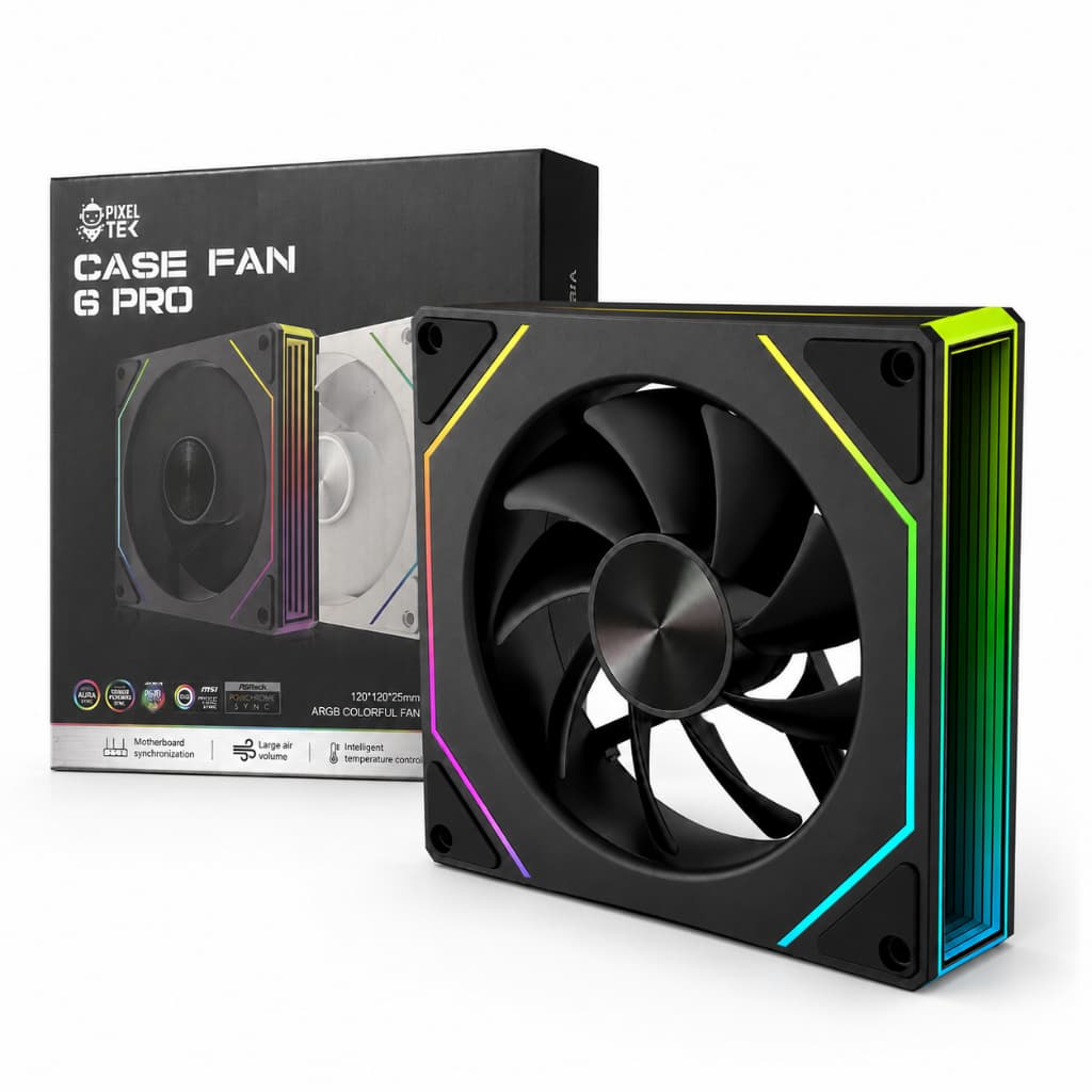 Cooler Fan ARGB Reverse 120mm com Iluminação RGB 3 Pinos Prism Pro  para Circulação de Ar em Gabinetes Gamer