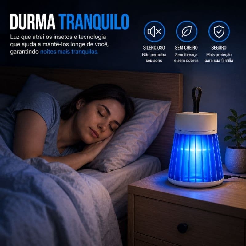 Luminária Elétrica Repelente de Mosquitos USB Portátil Mata Insetos Luz Noturna Silenciosa 5V
