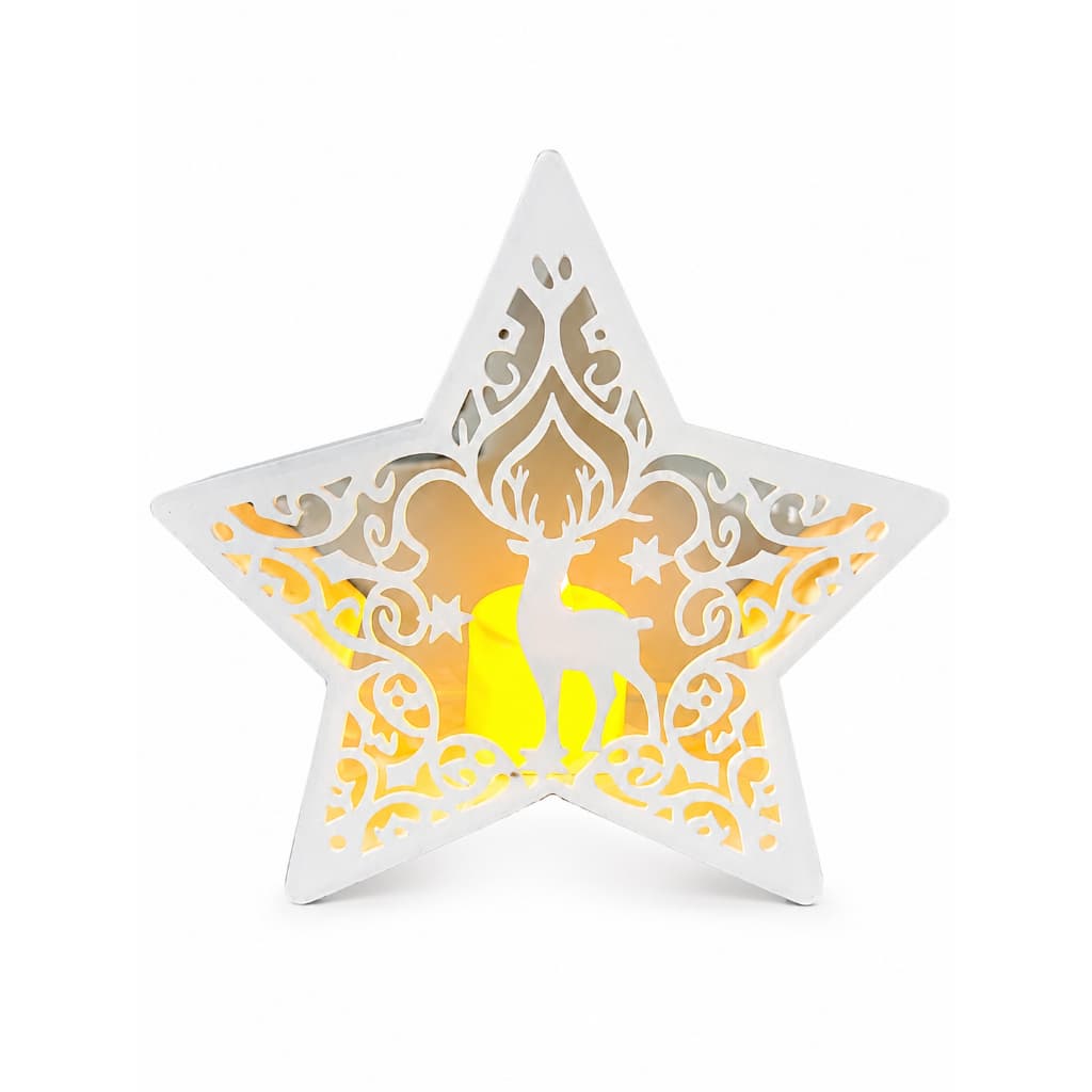 Luminária Estrela com Vela LED Decorativa Impressão 3D Enfeite de Mesa Decoração Natal Presente 1 Criativo