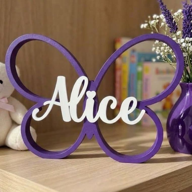 Nome decorativo - Porta Maternidade com Borboleta Personalizado Menina Decoração Quarto/ Aniversário/ Chá de bebê