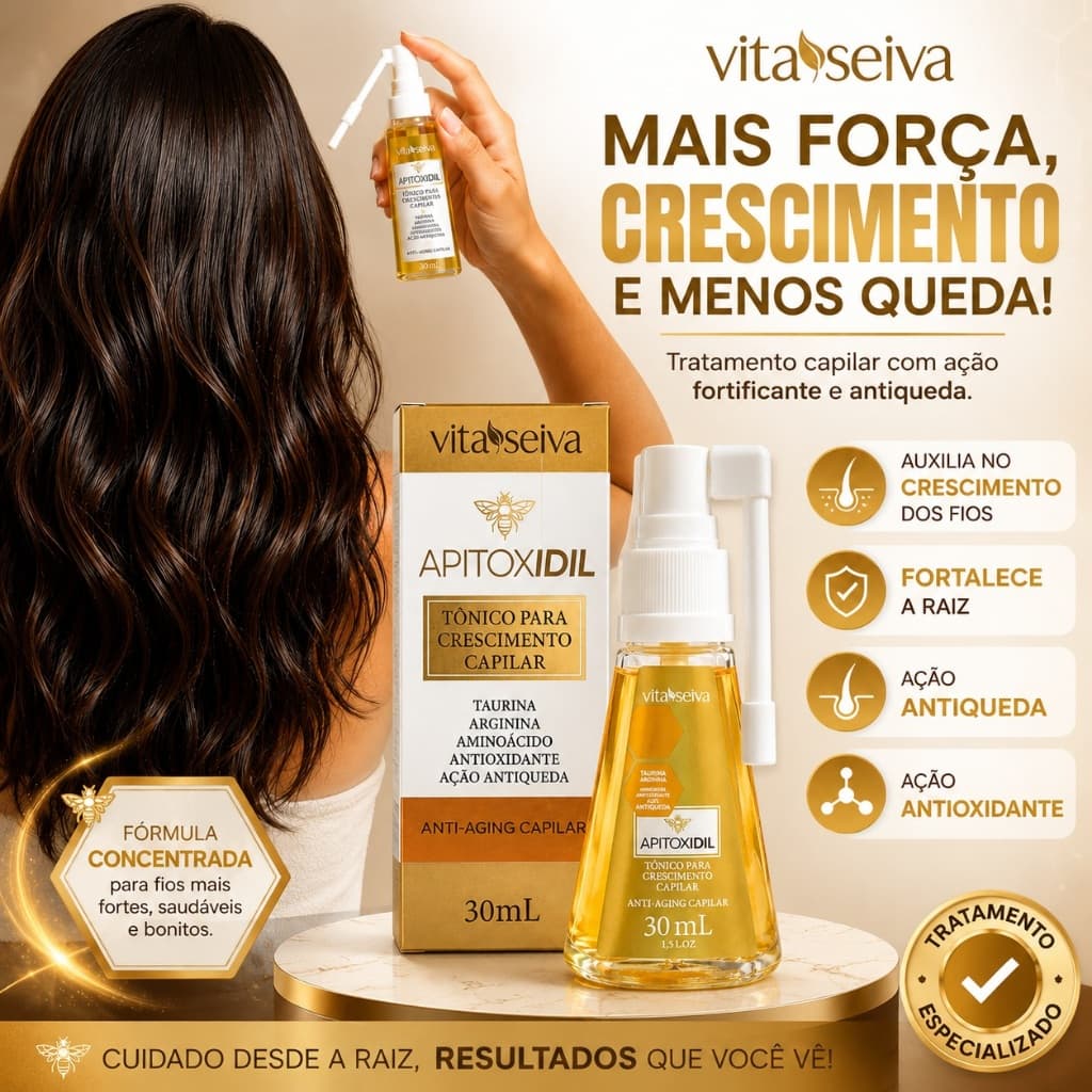 Tônico Capilar Vita Seiva Apitoxidil 30ml para Crescimento e Antiqueda