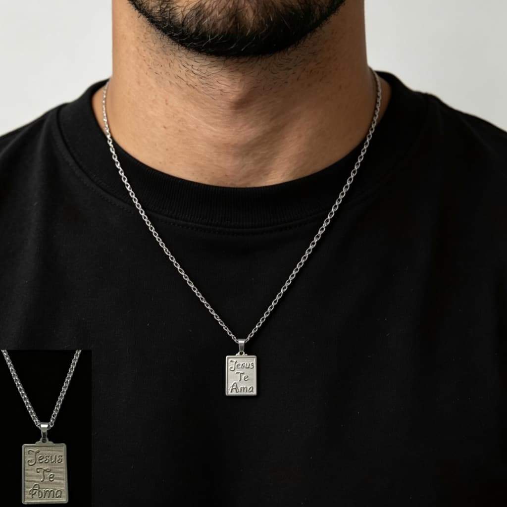 Escapulário Jesus Te Ama Aço Inox Fé e Proteção