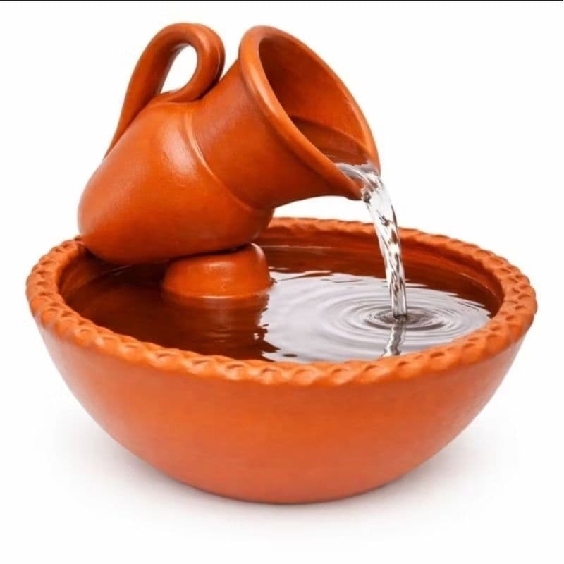 Fonte de Água Decorativa Bebedouro pet Fonte de Mesa para santa ceia Barro Cerâmica Cascata Bomba silenciosa