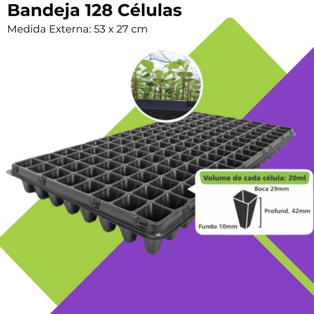 5 Bandejas Sementeira 128 Células Mudas Flores Hortaliças