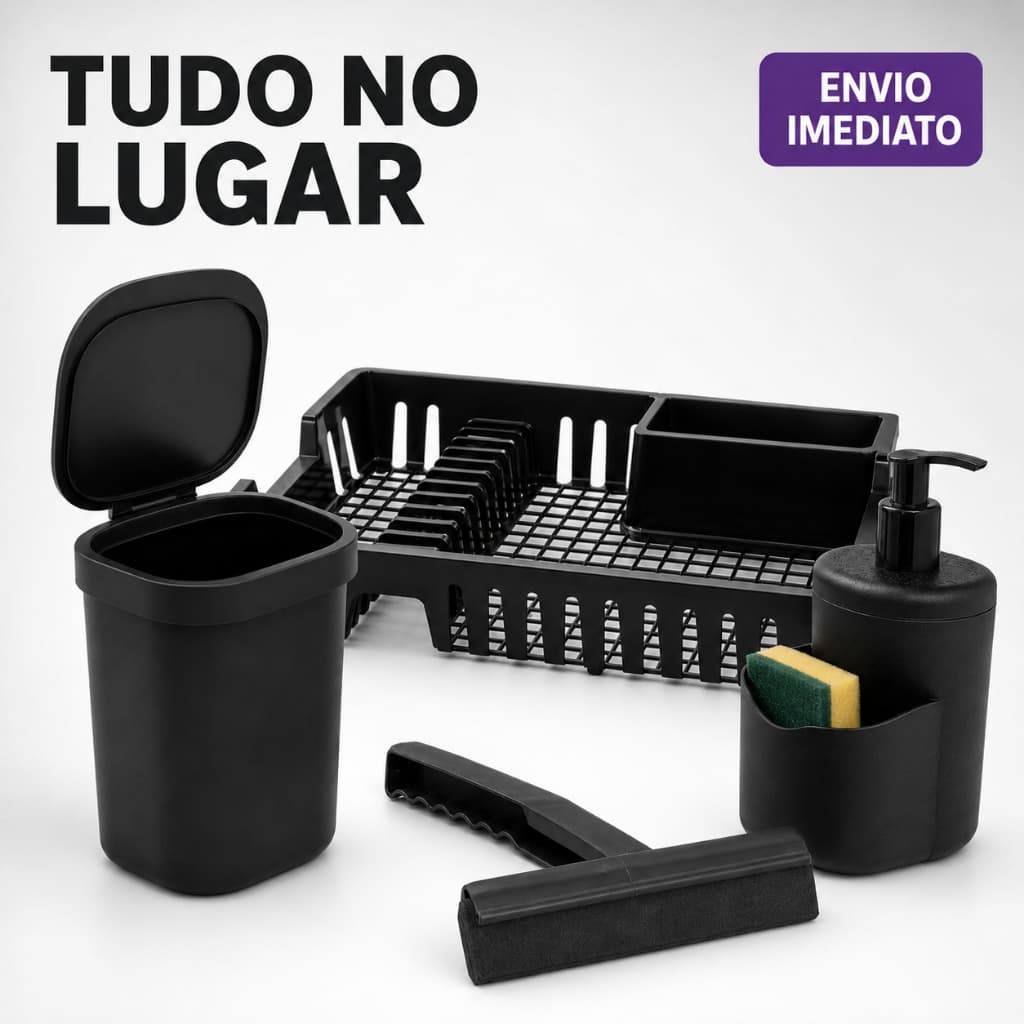 Dispenser 2 em 1 Para Detergente Com Porta Esponja Cozinha Organizada