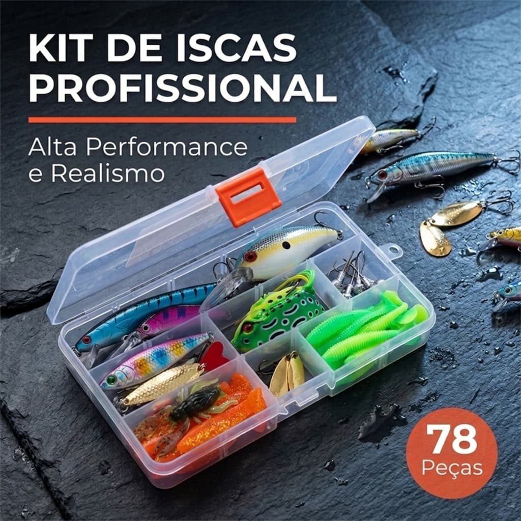 LEMIKKLE - 78 Peças Iscas Artificiais - Diversos Atributos, Pescadores, Portátil e Completo