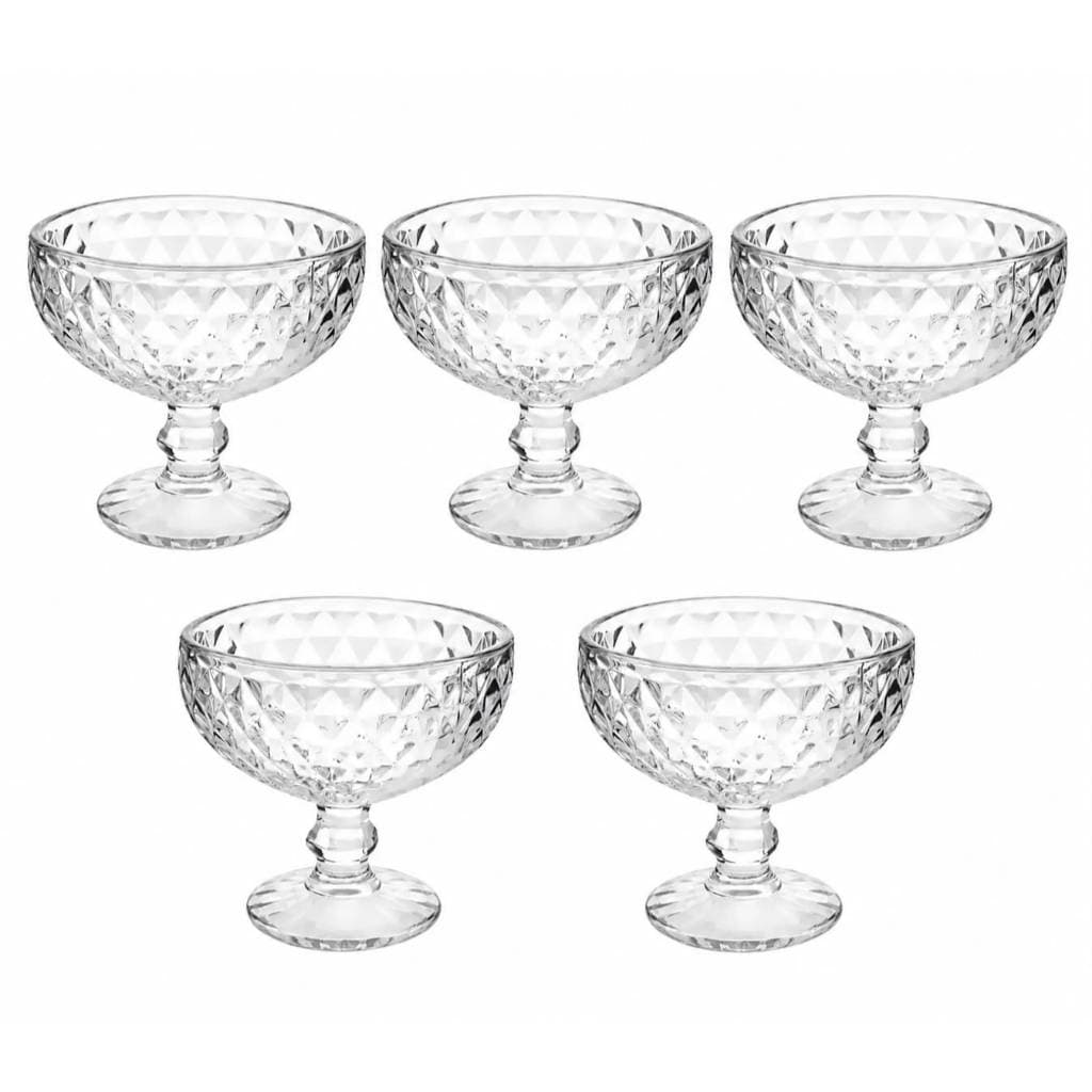 Conjunto com 5 Taças para Sobremesa Bico Jaca 380ml em Vidro Transparente