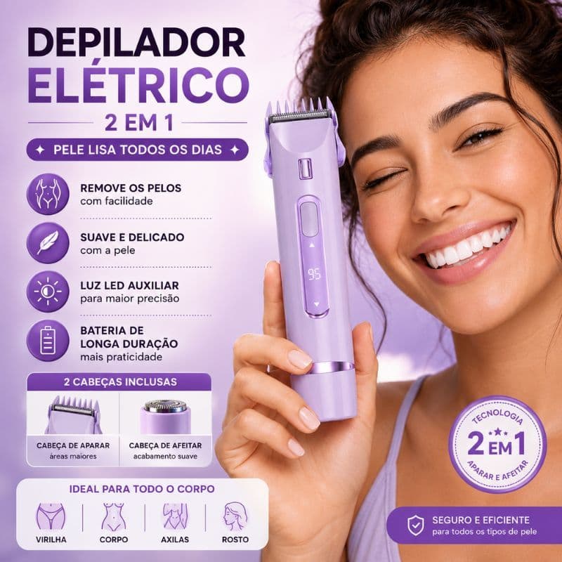 Removedor De Pelos Feminino 2 Em 1 Recarregável USB LED Aparador Corporal Portátil Viagem Depilador