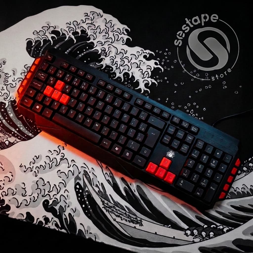 Teclado Gamer Multimídia Lateral Teclas Destacadas USB ABNT2