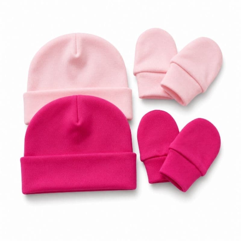 Touca + luvinhas para bebê Menina Recém-nascido 100% algodão-kit com 2 Conjuntos peças