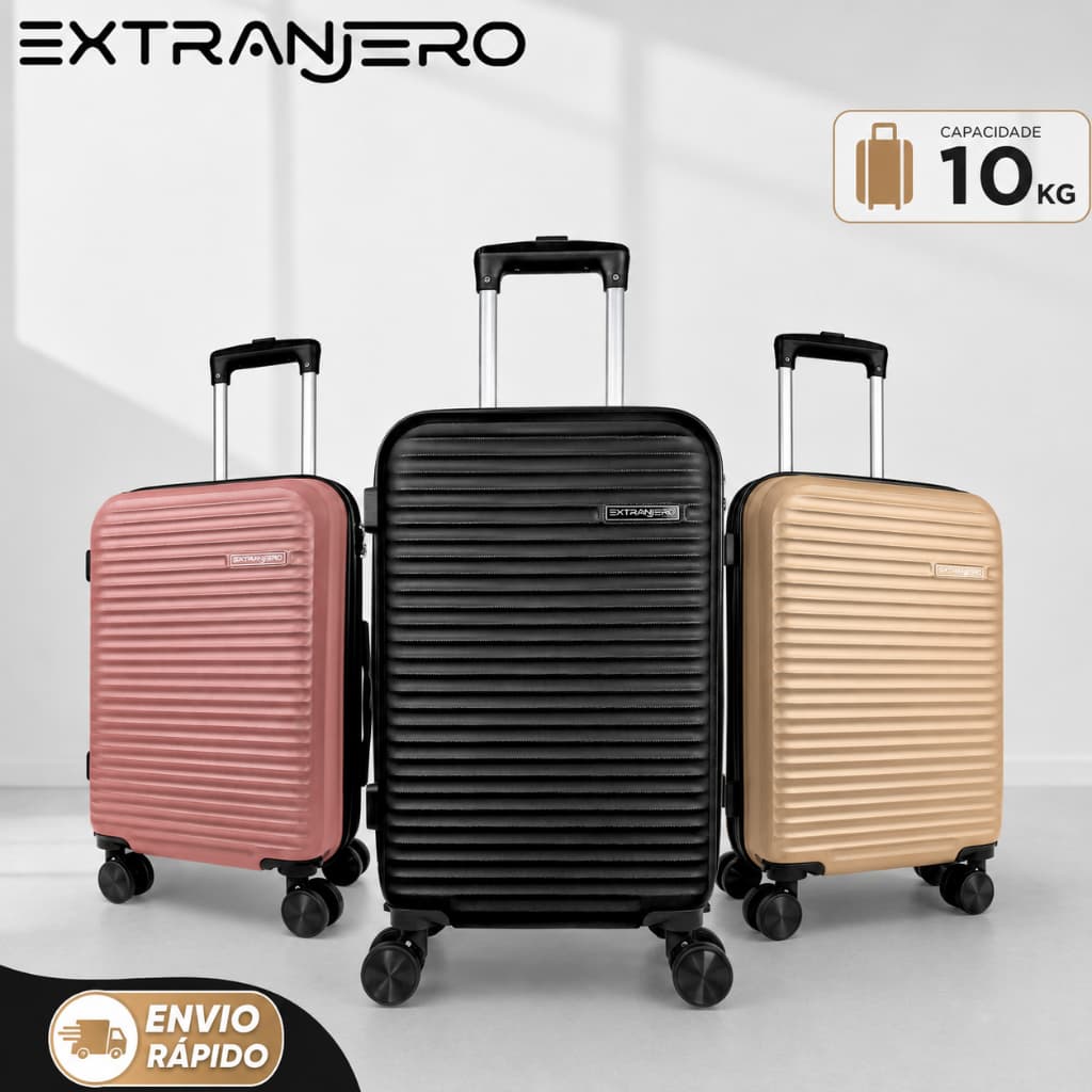 Mala de Viagem Até 10kg Bordo Rígida ABS Rodas 360° Removíveis Cadeado TSA
