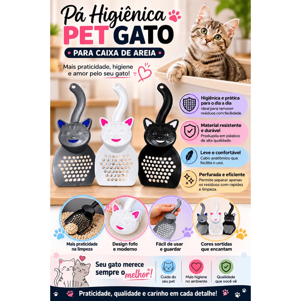 Pá Higiênica Pet Gato Caixa de Areia