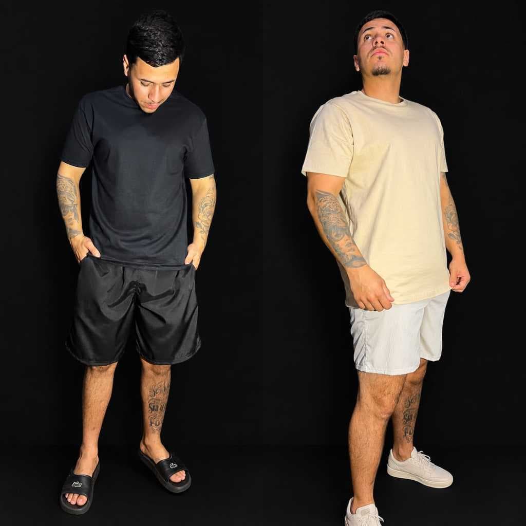 Conjunto Masculino Camisa De Malha Short Tactel Estiloso Confortável