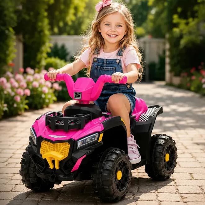 Quadriciclo Infantil Elétrico carrinho Adventure com farol de luz de led musica off road moto som- rosa pink