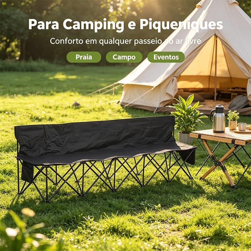 Banco Dobrável Portátil Para Acampamento Yaheetech 6 Lugares Ideal para Camping e Praia