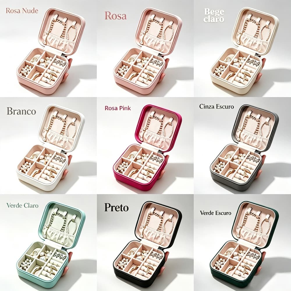 KIT 3/5/7/9 pcs Porta Joias Portátil Mini Porta Joia com Divisões Brincos Colares caixa de armazenamento