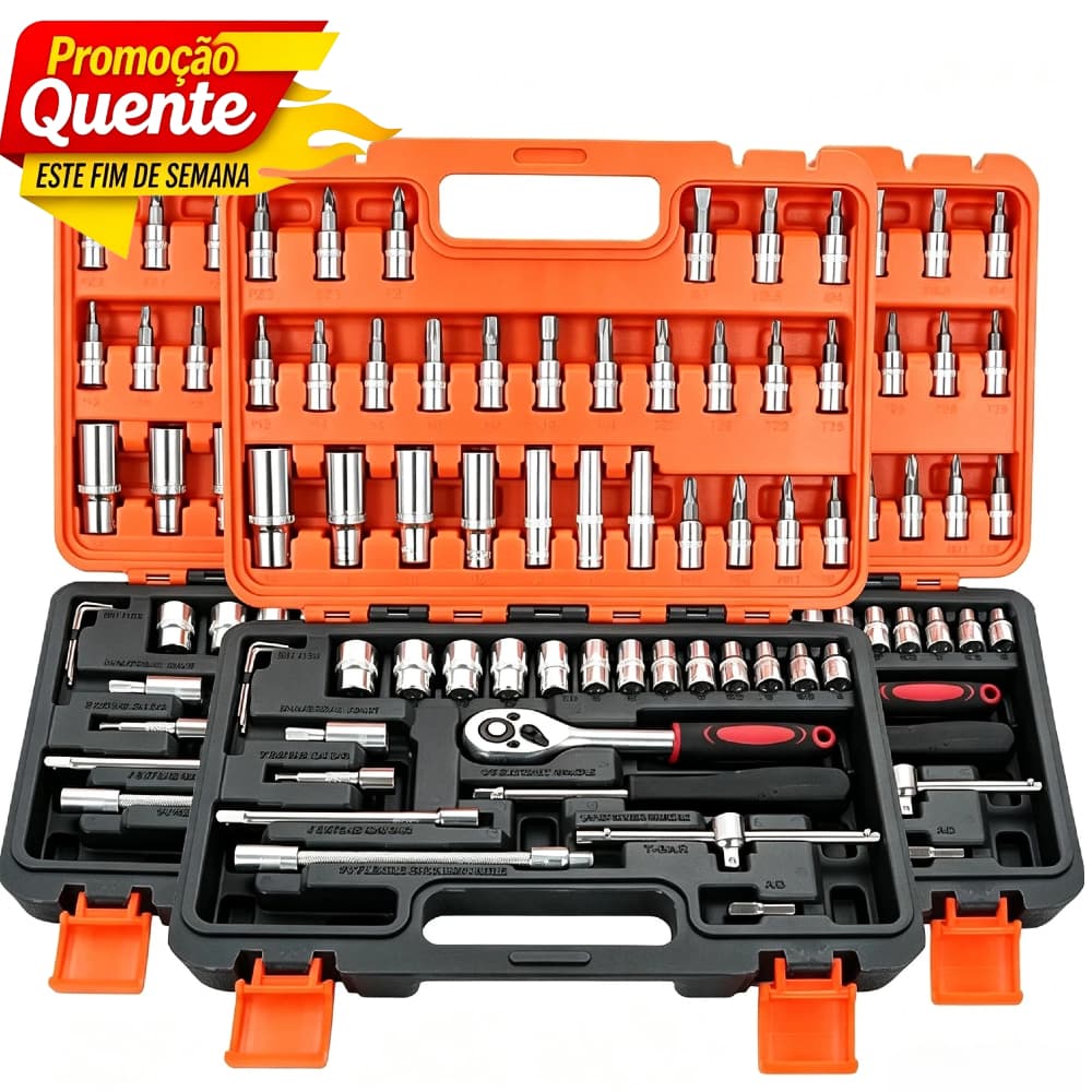 Kit 53 Peças Jogo Caixa De Ferramentas Chave Soquete  Multifuncional